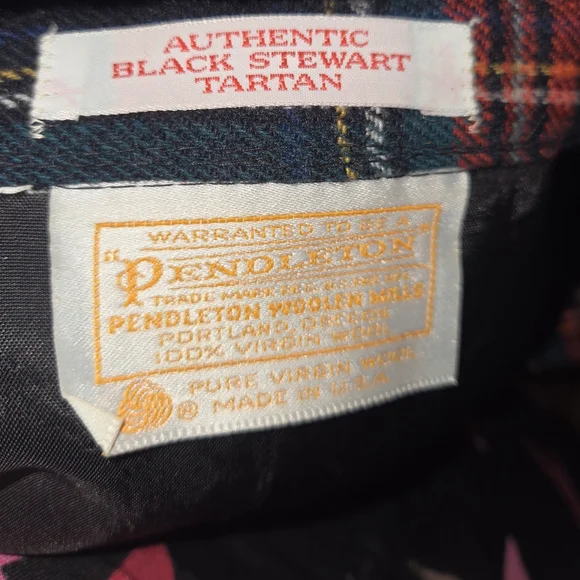 Vintage Pendleton Black Red Stewart Tartan Plaid Wool ALine Skirt Medium Preppy - Picture 2 of 5
